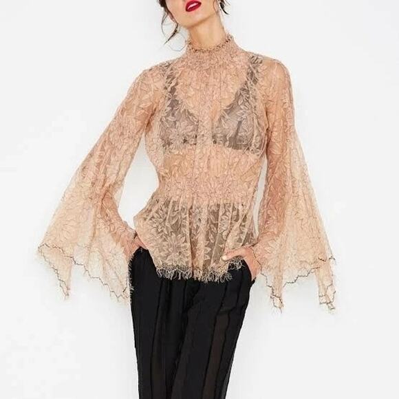 Alice McCall Tops - | 0 XS | ALICE MCCALL "love myself" lace floral blouse Feminine Top Bell Sleeve